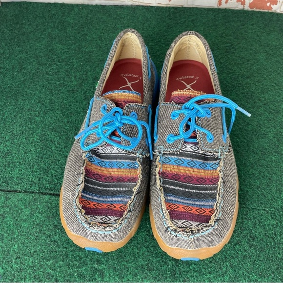 Twisted X Aztec Print Driving Moc Boat Shoes - Picture 6 of 11